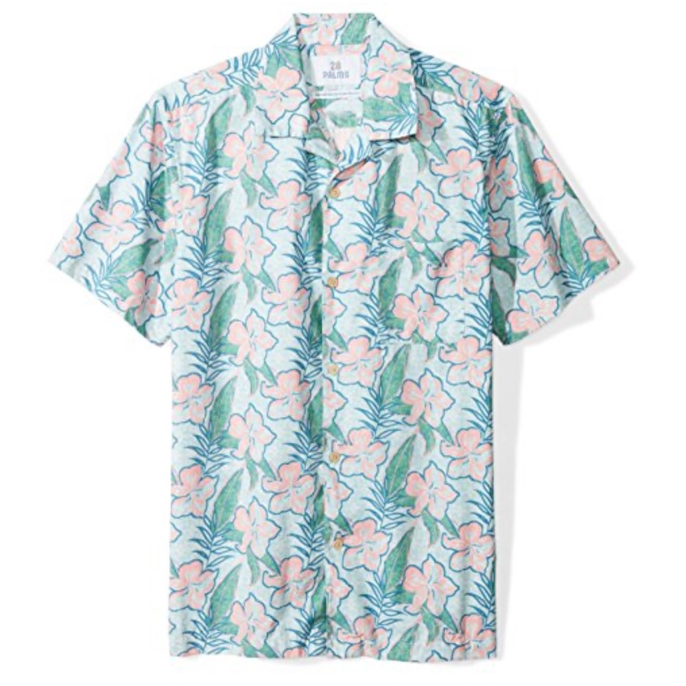 28 Palms Shirt Men's XL Short Sleeve Button Up Floral Hawaiian Shirt cotton